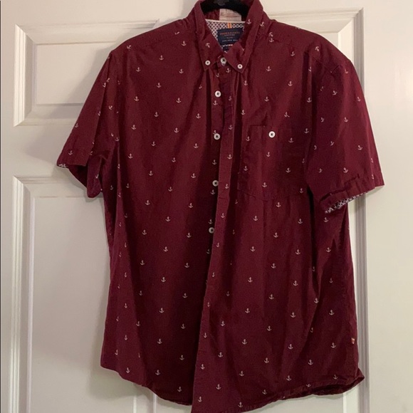 Maroon short sleeve button down - Picture 1 of 2
